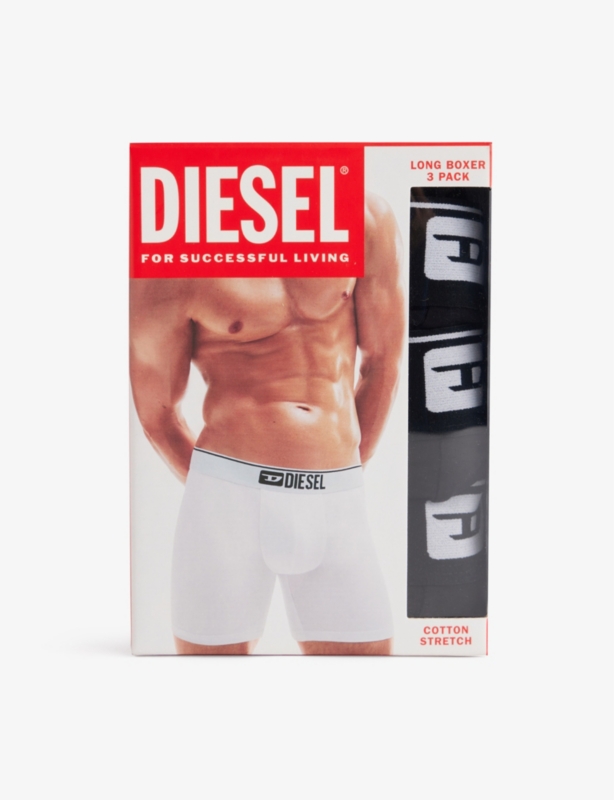 Branded-Waistband Pack of Three Stretch-Cotton Boxers