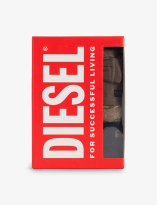 DIESEL: Dies Damien-UTLT Pack-Of-Three Logo-Patch Stretch-Cotton Boxers