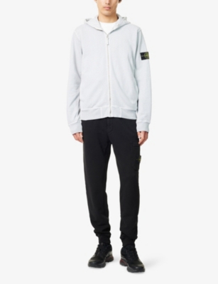 Stone Island Mens Pearl Grey Two-slip-pockets Brand-patch Cotton-jersey Hoody Xxl In Pearl Grey