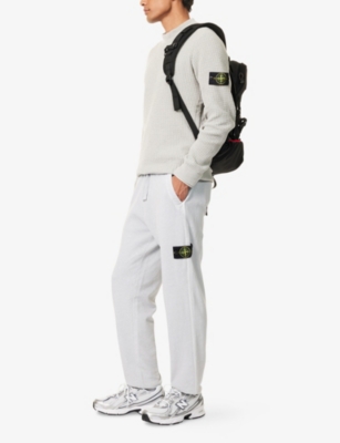 Stone Island Mens Compass Badge Tapered-leg Cotton Jogging Bottoms Pearl Grey In Pearl Grey