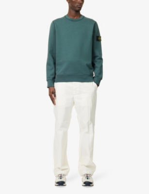 STONE ISLAND: Brand-Patch Crew-Neck Cotton-Jersey Sweatshirt