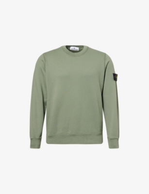 STONE ISLAND: Brand-Patch Crew-Neck Relaxed-Fit Cotton-Jersey Sweatshirt