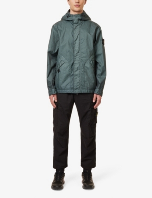 STONE ISLAND: Hooded Buttoned-Pockets Regular-Fit Woven Jacket