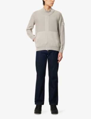 STONE ISLAND: High-Neck Two-Slip-Pockets Cotton and Cashmere Cardigan