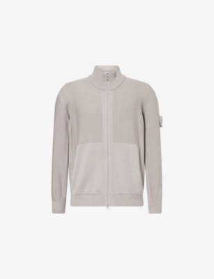 STONE ISLAND: High-Neck Two-Slip-Pockets Cotton and Cashmere Cardigan