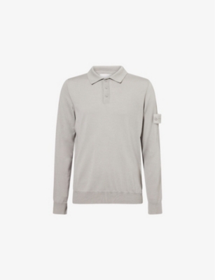 STONE ISLAND: Ghost Logo-Embroidered Virgin-Wool Knitted Polo Shirt