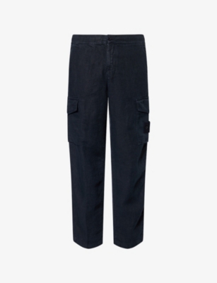 STONE ISLAND: Ghost Brand-Patch Linen Trousers
