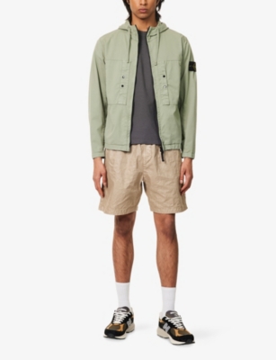 STONE ISLAND: Hooded Brand-Badge Stretch-Cotton Jacket
