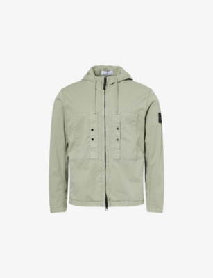 STONE ISLAND: Hooded Brand-Badge Stretch-Cotton Jacket