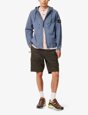 STONE ISLAND: Hooded Buttoned-Pockets Stretch-Cotton Jacket
