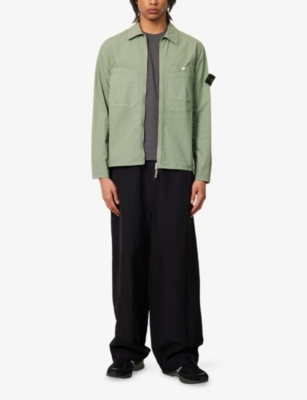 Stone Island Mens Musk Brand-badge Patch-pockets Stretch-cotton Overshirt In Musk