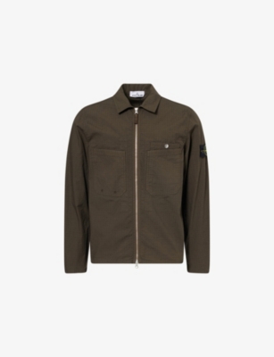 STONE ISLAND: Brand-Badge Patch-Pockets Stretch-Cotton Overshirt