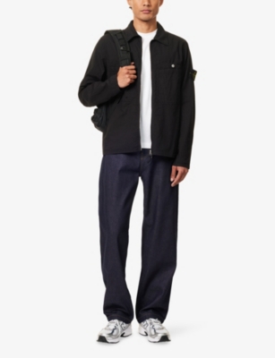 STONE ISLAND: Compass-Badge Regular-Fit Stretch-Cotton Overshirt