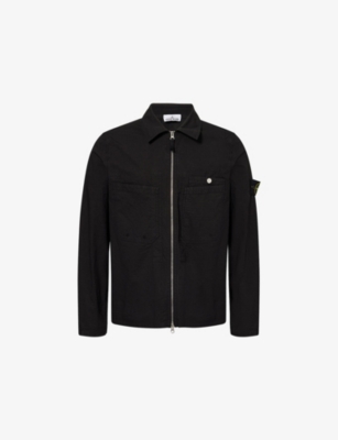 STONE ISLAND: Compass-Badge Regular-Fit Stretch-Cotton Overshirt