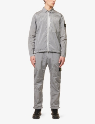 STONE ISLAND: Zip-Pocket Long-Sleeves Regular-Fit Woven Overshirt