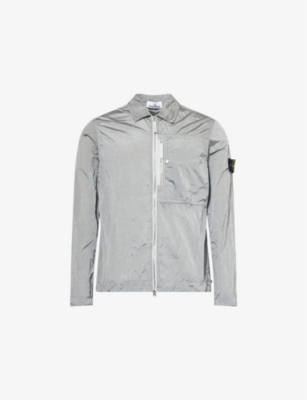 STONE ISLAND: Zip-Pocket Long-Sleeves Regular-Fit Woven Overshirt
