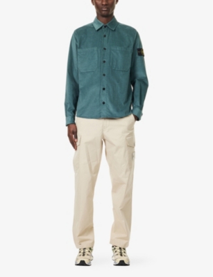 STONE ISLAND: Logo-Patch Regular-Fit Corduroy Cotton Shirt