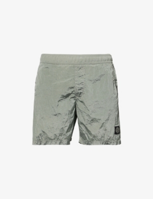 STONE ISLAND: Compass-Patch Crinkled Swim Shorts