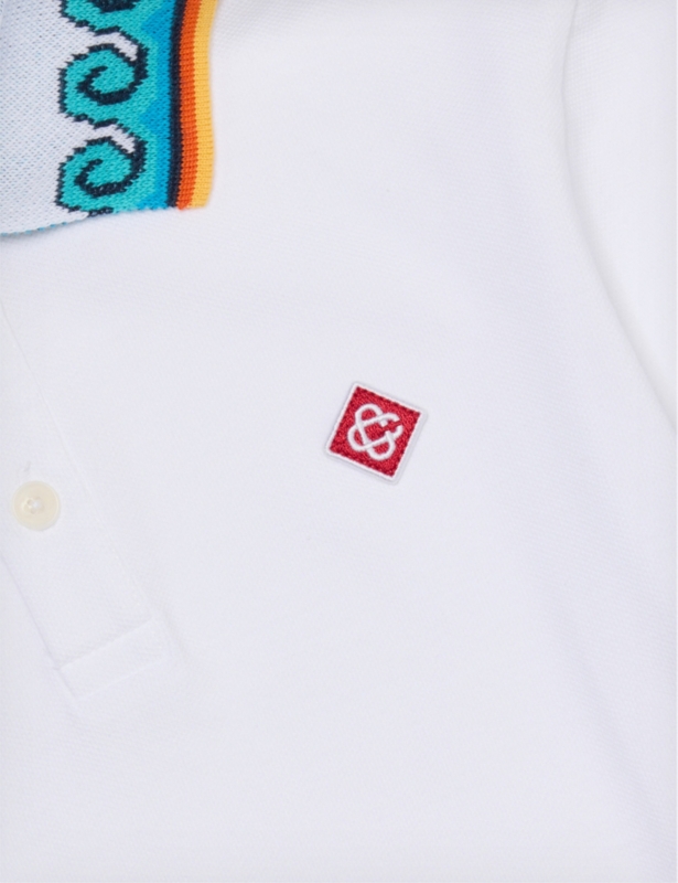Wave embroidered-branding cotton-pique polo shirt 5-14 years