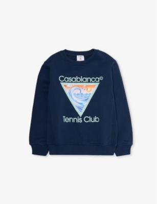 CASABLANCA: Tennis Club brand-print cotton-jersey sweatshirt 5-14 years