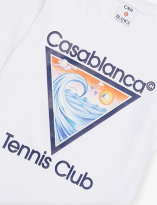 CASABLANCA: Tennis Club Icon brand-print cotton-jersey T-shirt 5-14 years