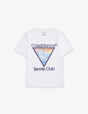 CASABLANCA: Tennis Club Icon brand-print cotton-jersey T-shirt 5-14 years