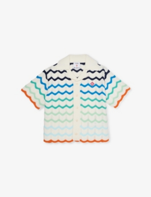 CASABLANCA: Wave scalloped-trim cotton-crochet shirt 5-14 years