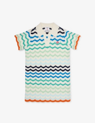 CASABLANCA: Wave polo-collar cotton-crochet dress 5-14 years