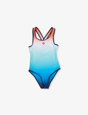 CASABLANCA: Gradient embroidered-branding swimsuit 5-14 years