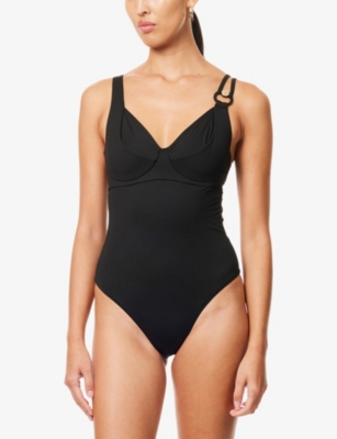 Max Mara Beachwear Corinna C Cup Black Swimsuit In Black