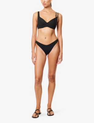 Max Mara Womens Black Stella Logo-plaque Bikini Bottoms In Black