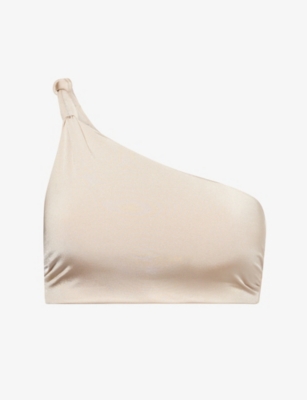 Max Mara Womens Beige Alisia Asymmetric Bikini Top In Neutral