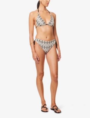 Max Mara Womens Antique Rose Santina Graphic-pattern Bikini Bottoms Xl In Multi