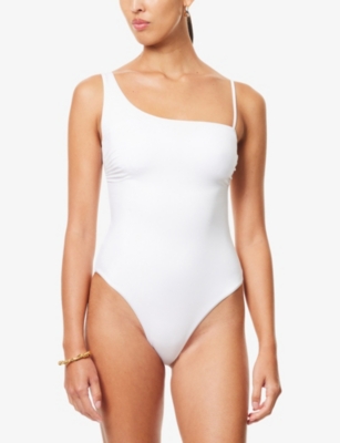 Max Mara Womens White Clara Asymmetric Swimsuit In White