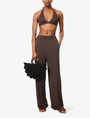 Max Mara Womens Coffee Savio Wide-leg High-rise Stretch-jersey Trousers