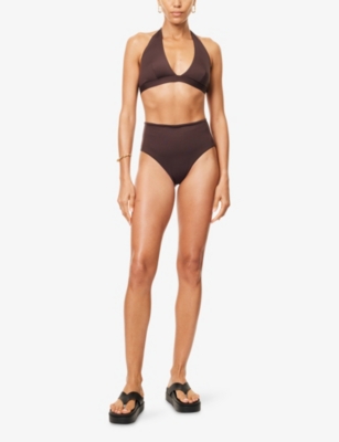 Max Mara Womens Coffee Sabina High-rise Bikini Bottoms Xl In Brown