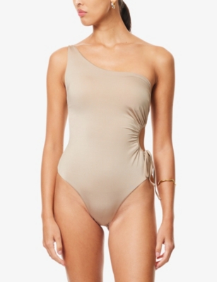 Max Mara Womens Beige Canarie Asymmetric Swimsuit In Neutral