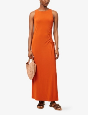 Max Mara Womens Caro Cut-out Stretch-jersey Maxi Dress Rust