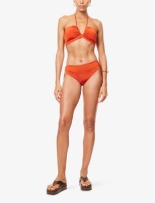 Max Mara Womens Rust Samanta Mid-rise Bikini Bottoms In Orange