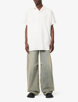 BALENCIAGA: Intertwined Logo-Embroidered Cotton-Jersey Polo Shirt
