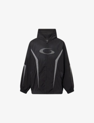 BALENCIAGA: Hooded Brand-Embroidery Woven Track Jacket