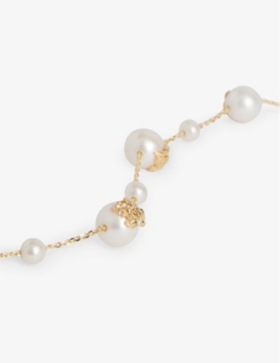 BURBERRY: EKD Sphere yellow gold-plated brass and pearl necklace