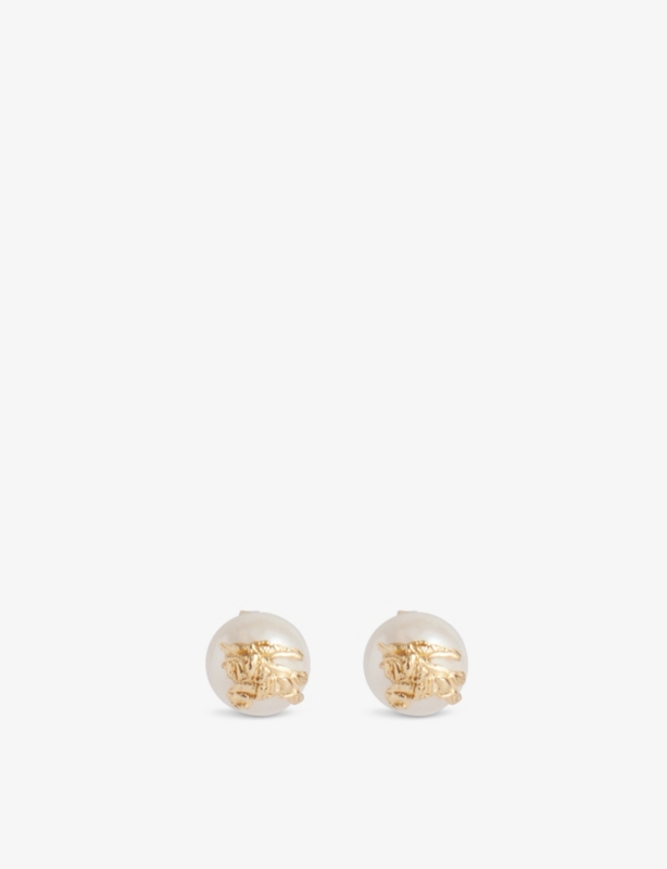 EKD Sphere Yellow Gold-Plated Brass And Pearl Stud Earrings