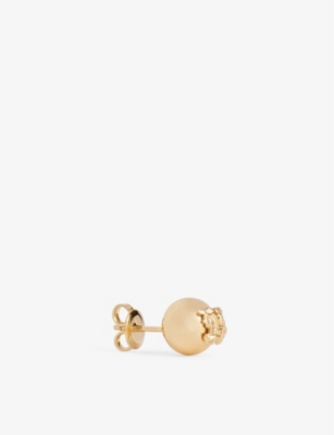 Burberry Womens Ekd Sphere Yellow Gold-plated Brass Stud Earrings In Gold