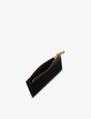 Whistles Womens Mock-croc Leather Coin Purse Black In Black