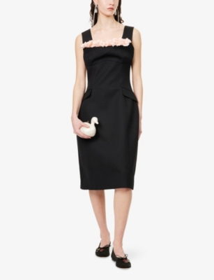 SIMONE ROCHA: Carnation Bust Sleeveless Tailored Wool Mini Dress
