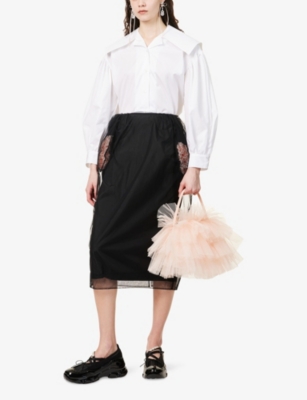 SIMONE ROCHA WOMENS SIMONE ROCHA SAILOR-COLLAR PUFF-SLEEVE COTTON SHIRT