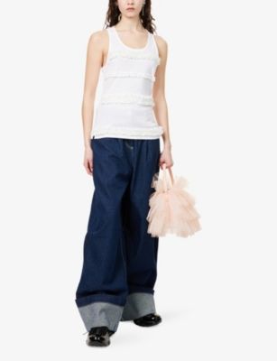 SIMONE ROCHA: Ruffle-Trim Scoop-Neck Cotton-Jersey Tank Top
