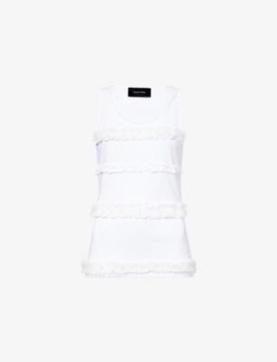 SIMONE ROCHA: Ruffle-Trim Scoop-Neck Cotton-Jersey Tank Top