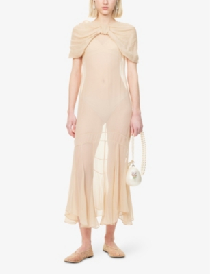 SIMONE ROCHA: Sheer Bow-Embellishment Silk Maxi Dress